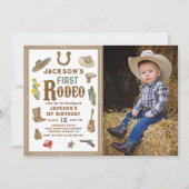 Invitation Wild West First Rodeo Cowboy Photo d'anniversaire (Devant)