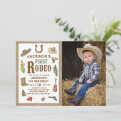 Invitation Wild West First Rodeo Cowboy Photo d'anniversaire (Debout devant)