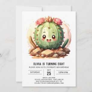 Invitation Wild West Fun Pampas Grass Cactus Fille Anniversai