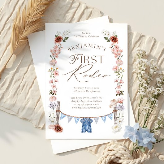 Invitation Wild West Little Cowboy Premier Rodéo 1er annivers