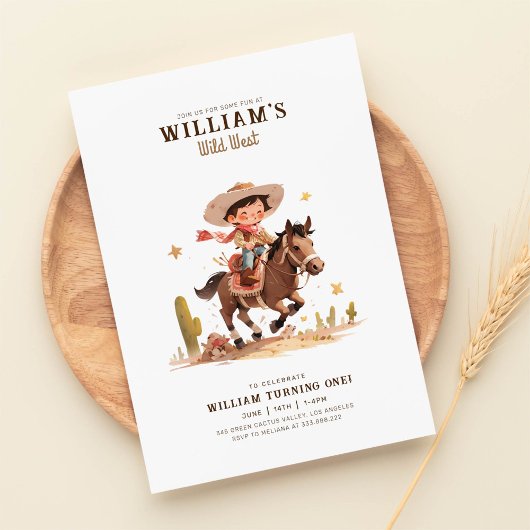 Invitation Wild West Moderne Cowboy Anniversaire