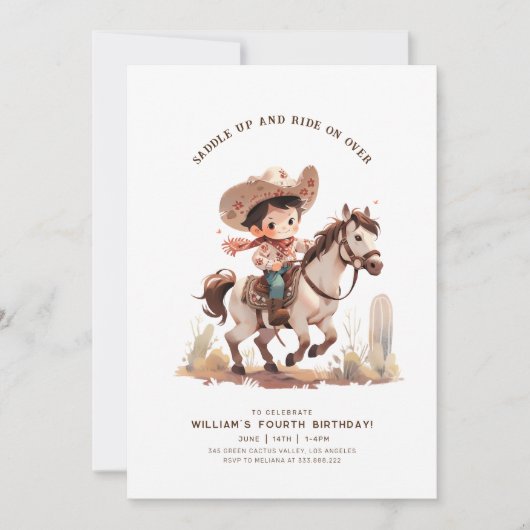Invitation Wild West Moderne Cowboy Anniversaire (Devant)