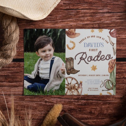 Invitation Wild West Premier rodéo Boy 1er anniversaire Photo