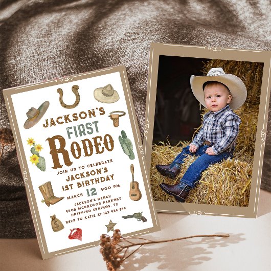 Invitation Wild West Premier Rodeo Cowboy 1er anniversaire Ph
