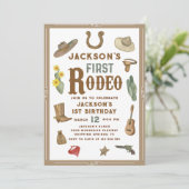 Invitation Wild West Premier Rodeo Cowboy 1er anniversaire Ph (Debout devant)