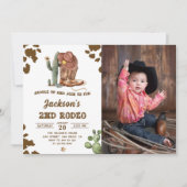 Invitation Wild West Rodeo Cowboy 2e fête d'anniversaire Phot (Devant)