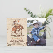 Invitation Wild West Rodeo Cowboy Anniversaire Photo Invitati (Debout devant)