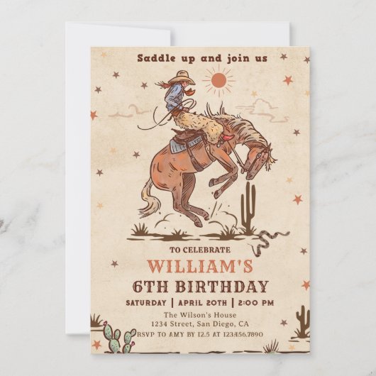 Invitation Wild West Rodeo Cowboy Fête d'anniversaire Invitat (Devant)