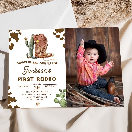 Invitation Wild West Rodeo Cowboy photo d'anniversaire Invita