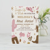 Invitation Wild West Rodeo Cowgirl Ranch Fille fête d'anniver (Debout devant)