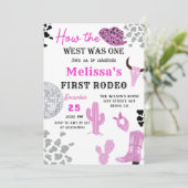 Invitation Wild West Rodeo Disco Pink Cowgirl fête d'annivers (Debout devant)