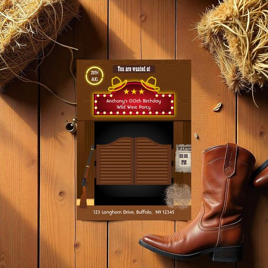 Invitation Wild West Saloon Anniversaire Photo
