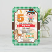 Invitation Wild West Sheriff Boy ; fête d'anniversaire verte (Debout devant)