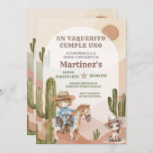 Invitation Wild West Vaquerito Cowboy Anniversaire espagnol (Devant / Derrière)