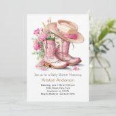 Invitation Wild West Watercolor Baby shower de la fille (Debout devant)