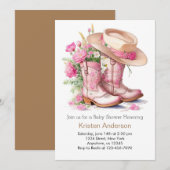 Invitation Wild West Watercolor Baby shower de la fille (Devant / Derrière)