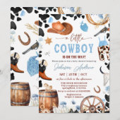 Invitation Wild West Western CowBoy Baby shower bleu (Devant / Derrière)
