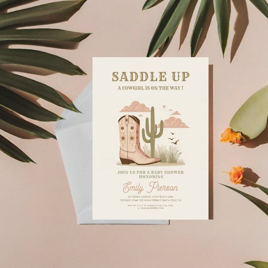 Invitation Wild Western Cactus Girl Baby shower