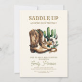 Invitation Wild Western Cactus Girl Baby shower (Devant)