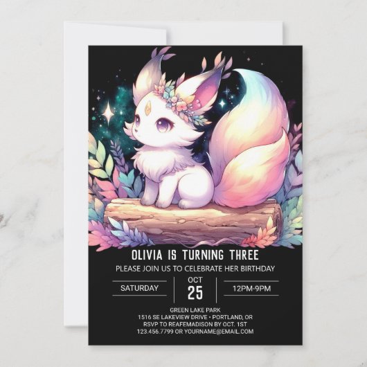 Invitation Wild Whimsical Fox Anniversaire numérique (Devant)
