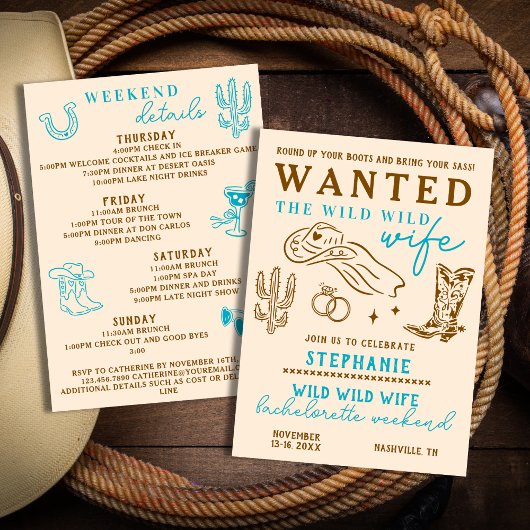 Invitation Wild Wild Wife 4 Jours Itinéraire Bachelorette Par