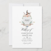 Invitation Wild Woodland Laurel Crest QR Code RSVP Mariage (Devant)
