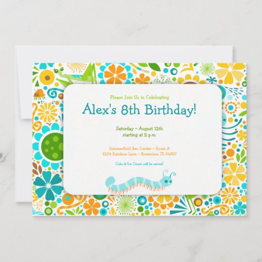 Invitation Wild World Cute Bugs Party (Devant)