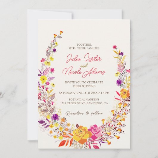 Invitation Wild Wreath Belle automne Fleurs Simple Mariage (Devant)