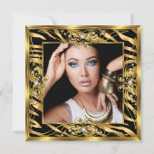 Invitation Wild Zebra Gold Black Pearl Photo 30e anniversaire (Dos)