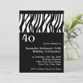 Invitation Wild Zebra Noir avec blanc 40e réception Invitatio (Debout devant)