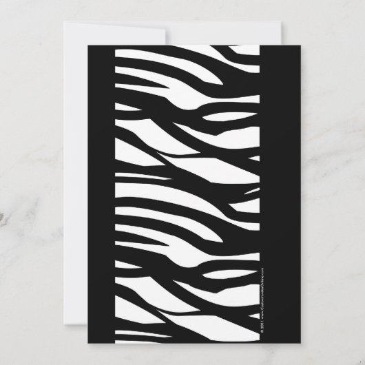 Invitation Wild Zebra Noir avec blanc 40e réception Invitatio (Dos)