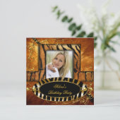 Invitation Wild Zebra Tiger Caramel fête d'anniversaire (Debout devant)