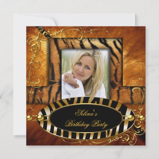 Invitation Wild Zebra Tiger Caramel fête d'anniversaire (Devant)