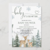 Invitation Wilderness Deer Baby Its Cold Outside Baby Shower (Devant)