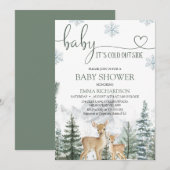 Invitation Wilderness Deer Baby Its Cold Outside Baby Shower (Devant / Derrière)