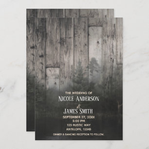 Invitation Wilderness Lake Pine Trees Forest & Wood Mariage