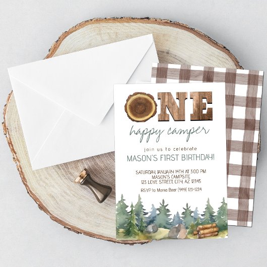 Invitation Wilderness One Happy Camper Boy's 1st Birthday