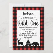 Invitation Wilderness rustique & Animal Plaid Wilthday (Devant)