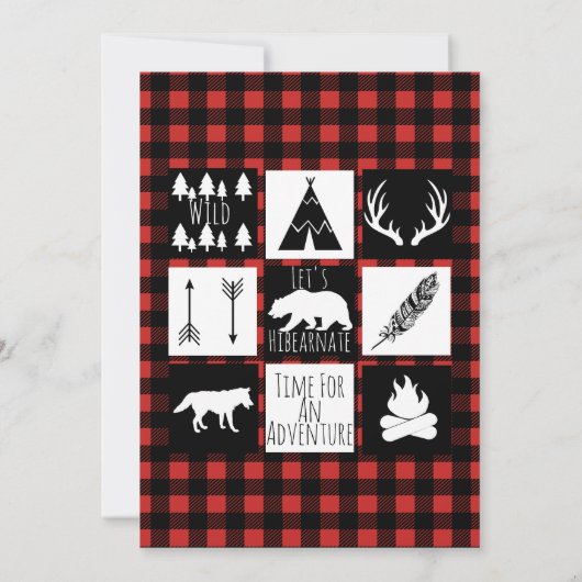 Invitation Wilderness rustique & Animal Plaid Wilthday (Dos)