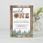 Invitation Wilderness Woodland Wild One Boy's 1st Birthday (Debout devant)