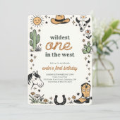 Invitation Wildest One Western Cowboy First Birthday (Debout devant)