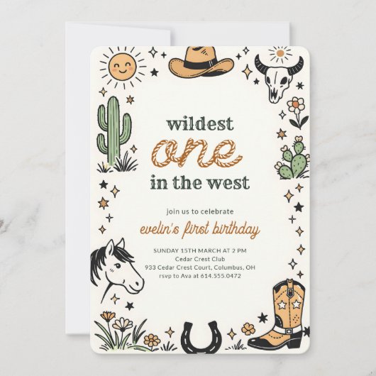 Invitation Wildest One Western Cowboy First Birthday (Devant)