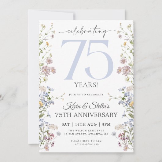 Invitation Wildflower 75e Anniversaire (Devant)