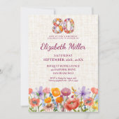 Invitation Wildflower 80th Birthday Party - Floral Number (Devant)