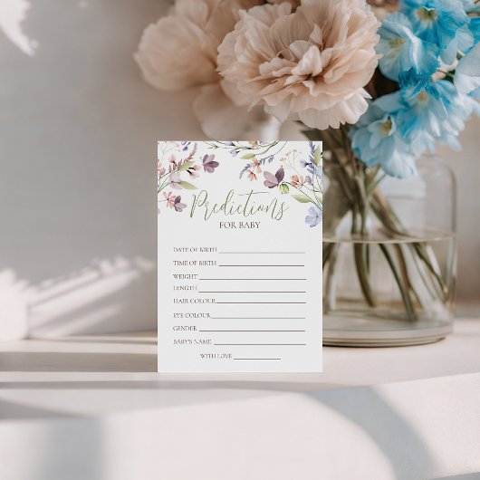 Invitation Wildflower Baby Predictions Card