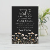 Invitation Wildflower Black Elegant Bridal Shower (Debout devant)