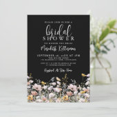 Invitation Wildflower Black Floral Bridal Shower (Debout devant)