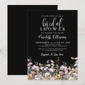 Invitation Wildflower Black Floral Bridal Shower (Devant / Derrière)