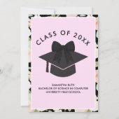 Invitation Wildflower Black Gingham Bow Graduation Party (Dos)