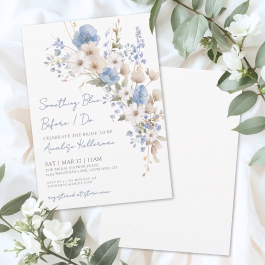 Invitation Wildflower Blue Floral Bridal Shower